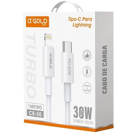 Cabo Tipo C Lightning Turbo 30W Para Iphone Agold Original