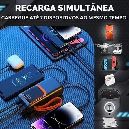 Carregador Portátil Power Bank Turbo 50000mah Tipo C/Lightning Android IPhone