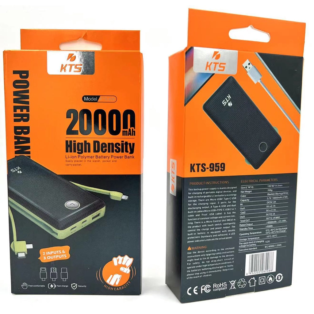 Carregador Portátil (Power bank) 20.000mAh PN959 – Carregue Seu Celular em Qualquer Lugar