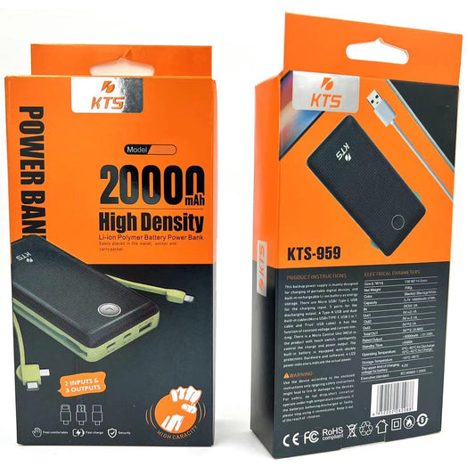 Carregador Portátil (Power bank) 20.000mAh PN959 – Carregue Seu Celular em Qualquer Lugar